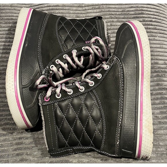 Crocs Womens 7 US AllCast Waterproof Duck Boot Snow Weather Black Purple Gray - Picture 1 of 10